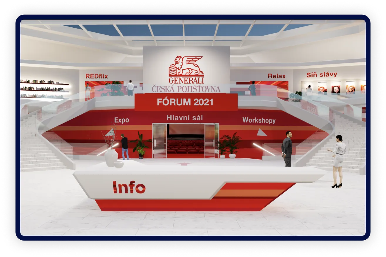Generali Česká pojišťovna Fórum 2021 virtual environment in Happenee